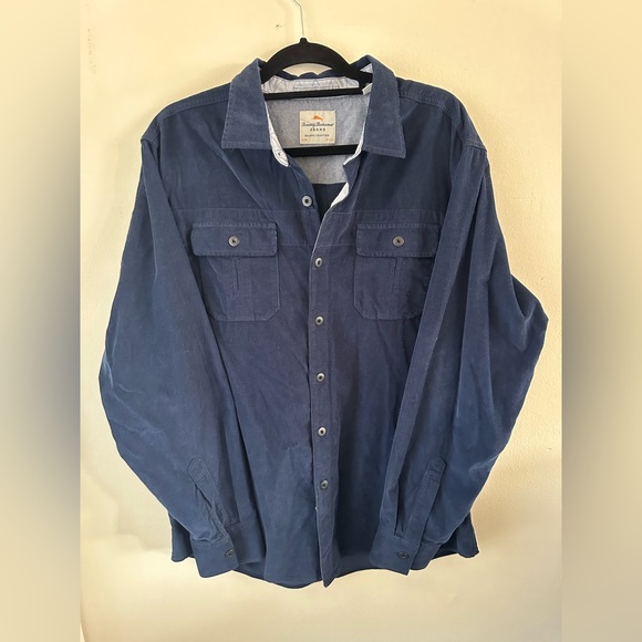tommy bahama blue button up, island modern fit dress shirt, size xl x large - Picture 2 of 5